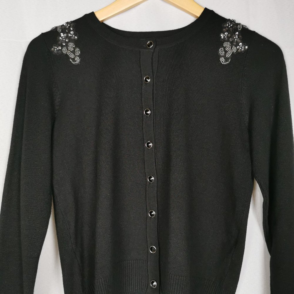 M&Co Petite Bedazzled Sequin Cardigan